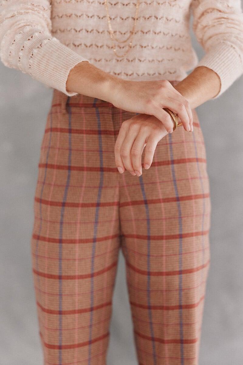 pedro del hierro Pandora. Pantalón recto de cuadros Descuentos del mes
