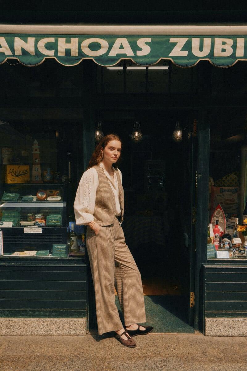 pedro del hierro Paola. Pantalón amplio de rayas Venta caliente