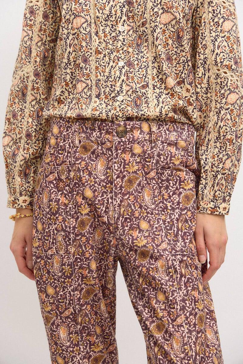 pedro del hierro Pía. Pantalón de pana estampado Liquidación