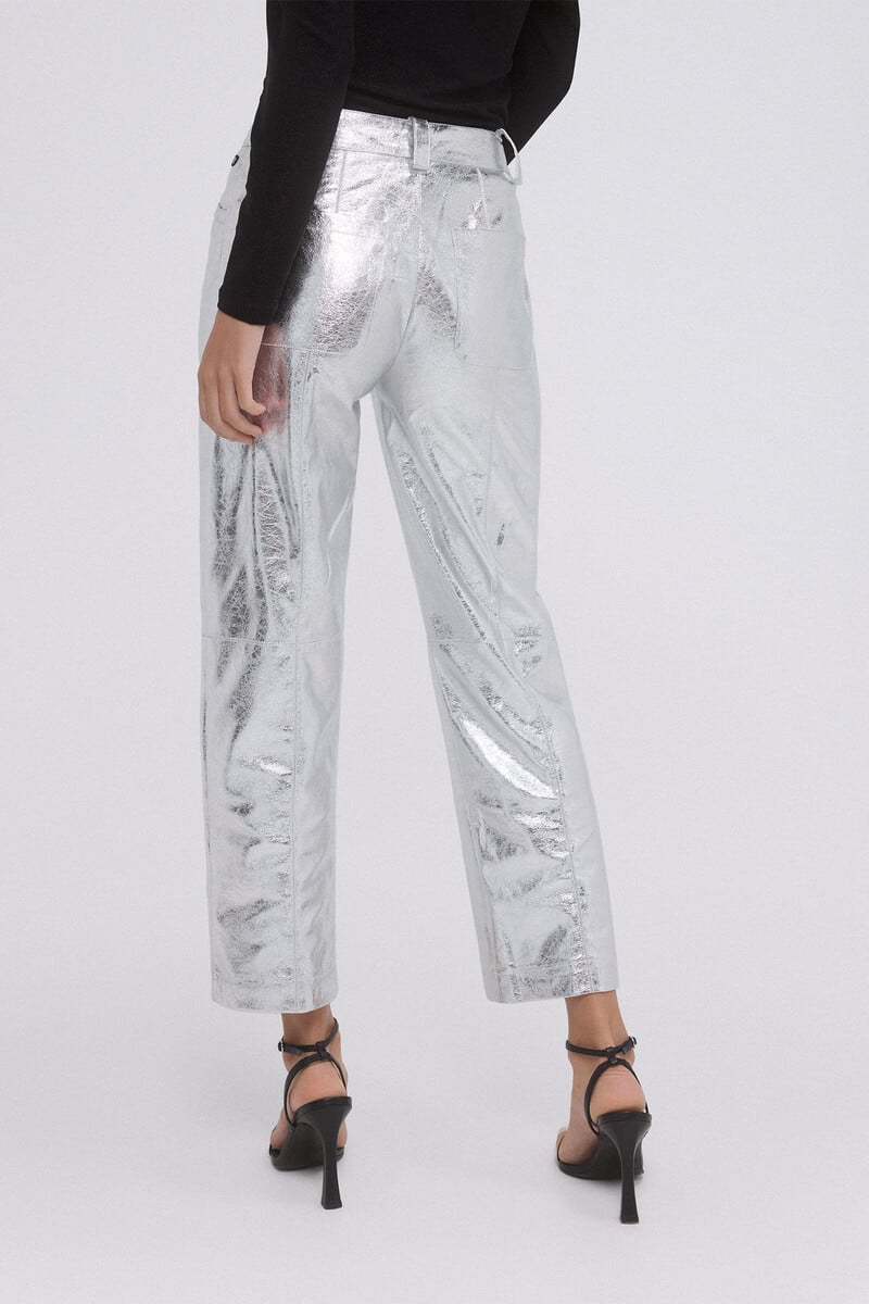 pedro del hierro Pantalón PU metalizado cortes Envío gratis