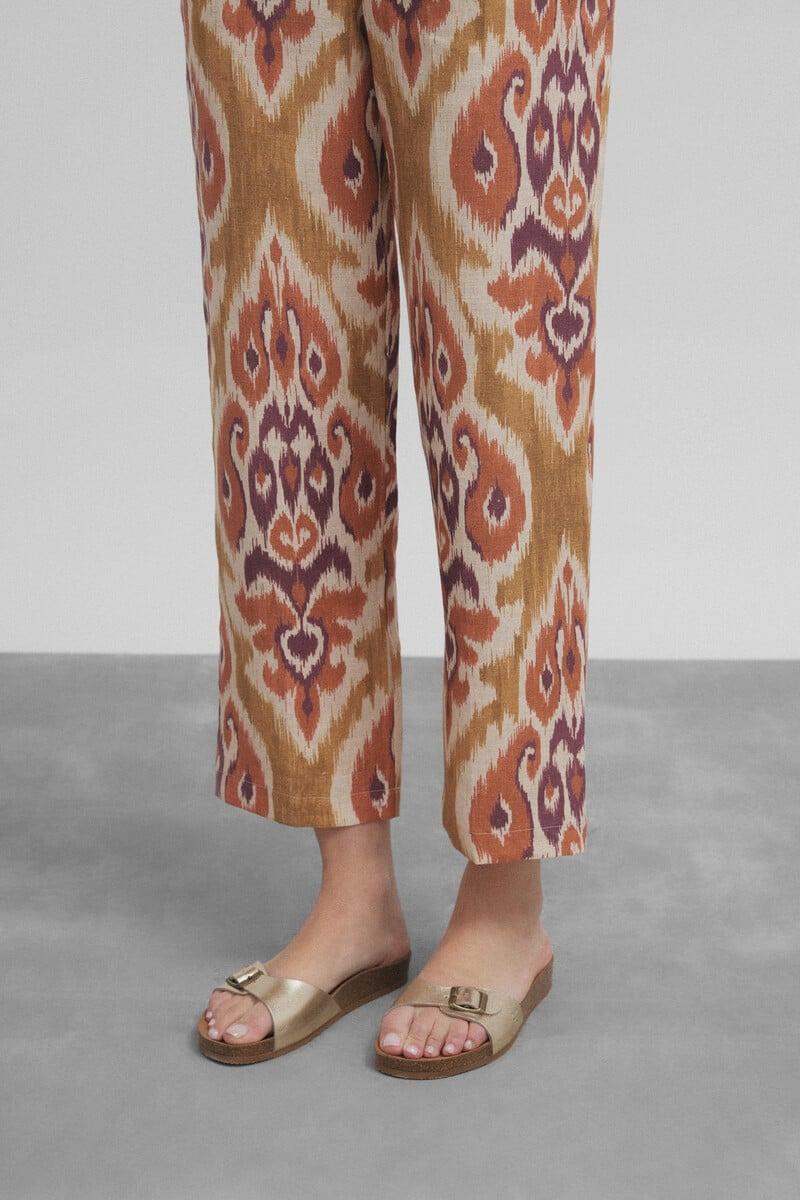 pedro del hierro Pantalón lino estampado ikat Promoción por tiempo limitado