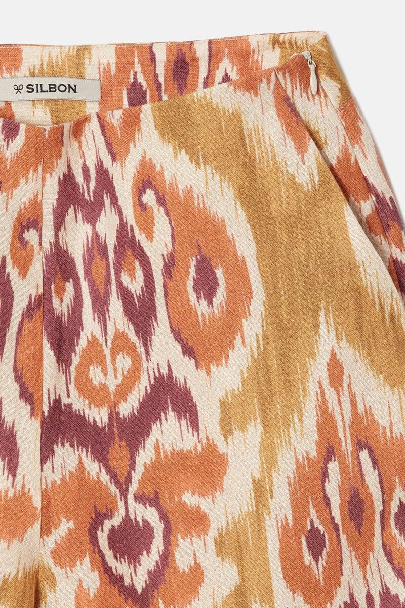pedro del hierro Pantalón lino estampado ikat Promoción por tiempo limitado