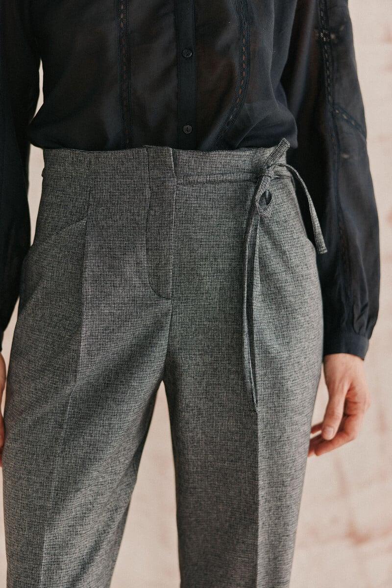 pedro del hierro Piedad. Pantalón de cuadros con lazada Solo hoy