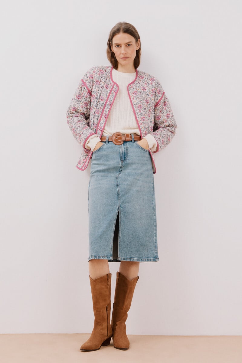 pedro del hierro Falda midi vaquera Venta caliente