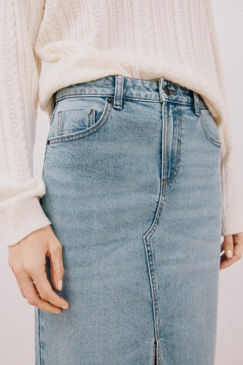 pedro del hierro Falda midi vaquera Venta caliente