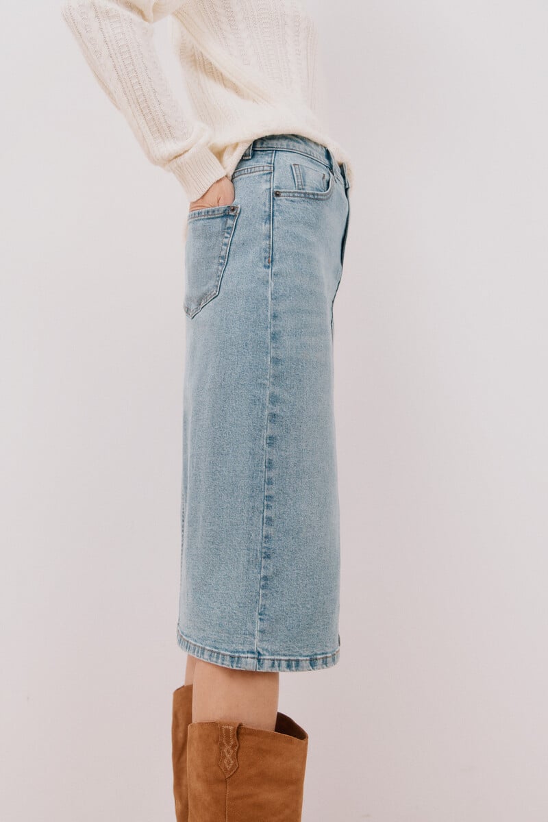 pedro del hierro Falda midi vaquera Venta caliente