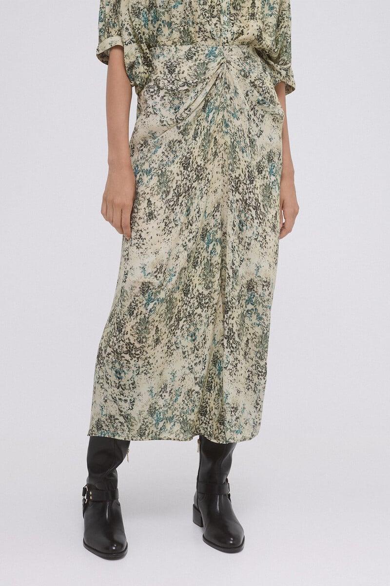 pedro del hierro Falda estampada drapeada Liquidación