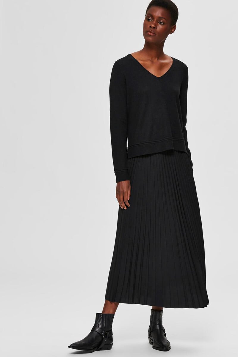 pedro del hierro Falda midi plisada con cintura elástica