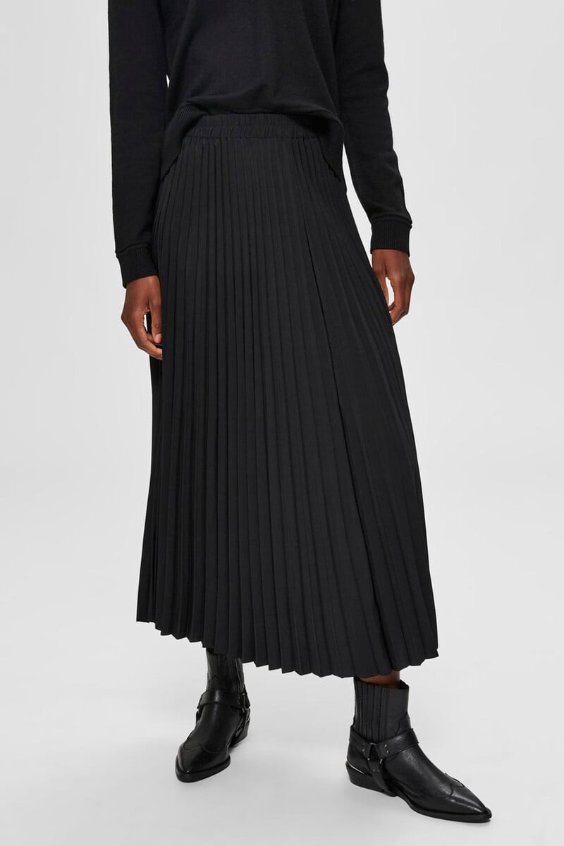 pedro del hierro Falda midi plisada con cintura elástica Precio de fábrica