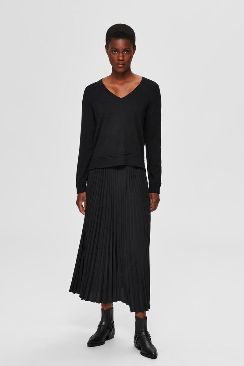 pedro del hierro Falda midi plisada con cintura elástica Precio de fábrica