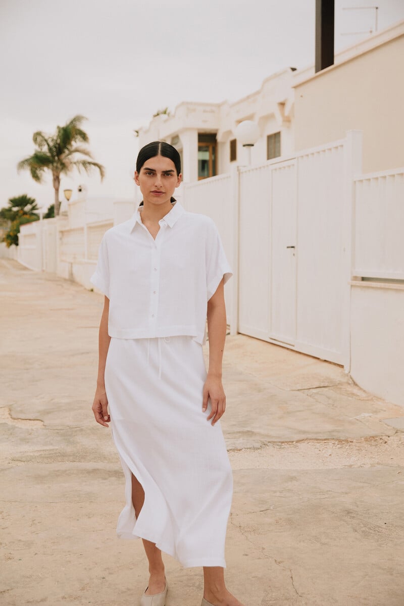 pedro del hierro Falda Midi de lino. Regular Fit Promoción por tiempo limitado