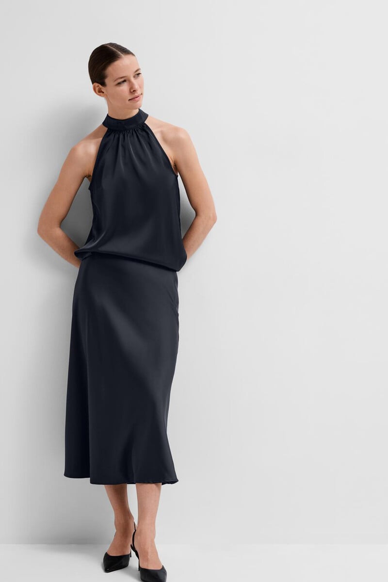 pedro del hierro Falda Midi satinada confeccionada con materiales reciclados Grandes descuentos