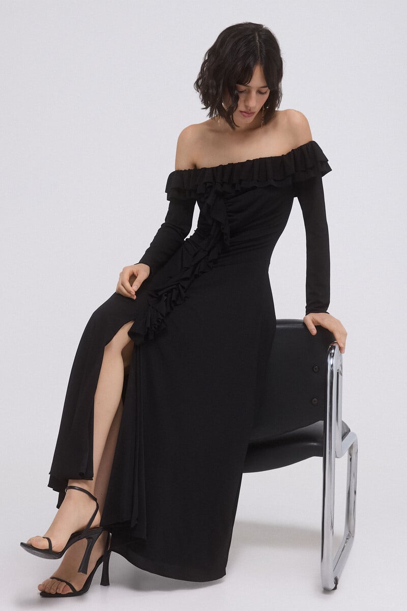 pedro del hierro Vestido de punto con volantes Outlet