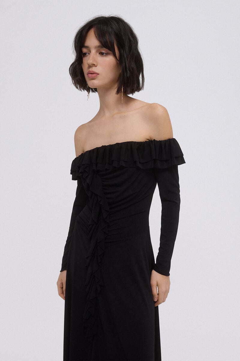 pedro del hierro Vestido de punto con volantes Outlet
