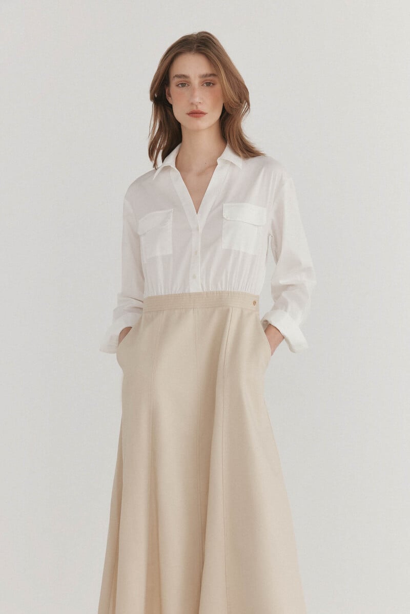 pedro del hierro Vestido camisero en dos tejidos Outlet online