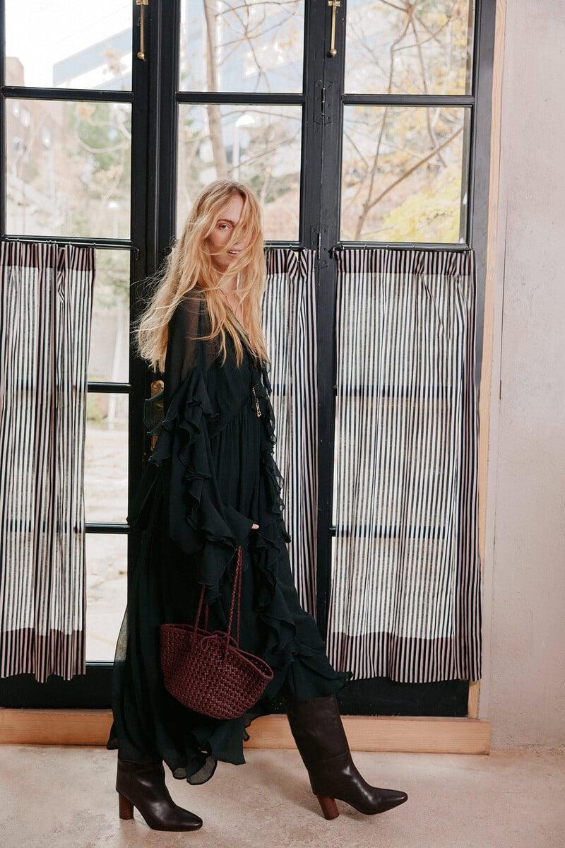 pedro del hierro Laura. Vestido volantes midi Venta caliente