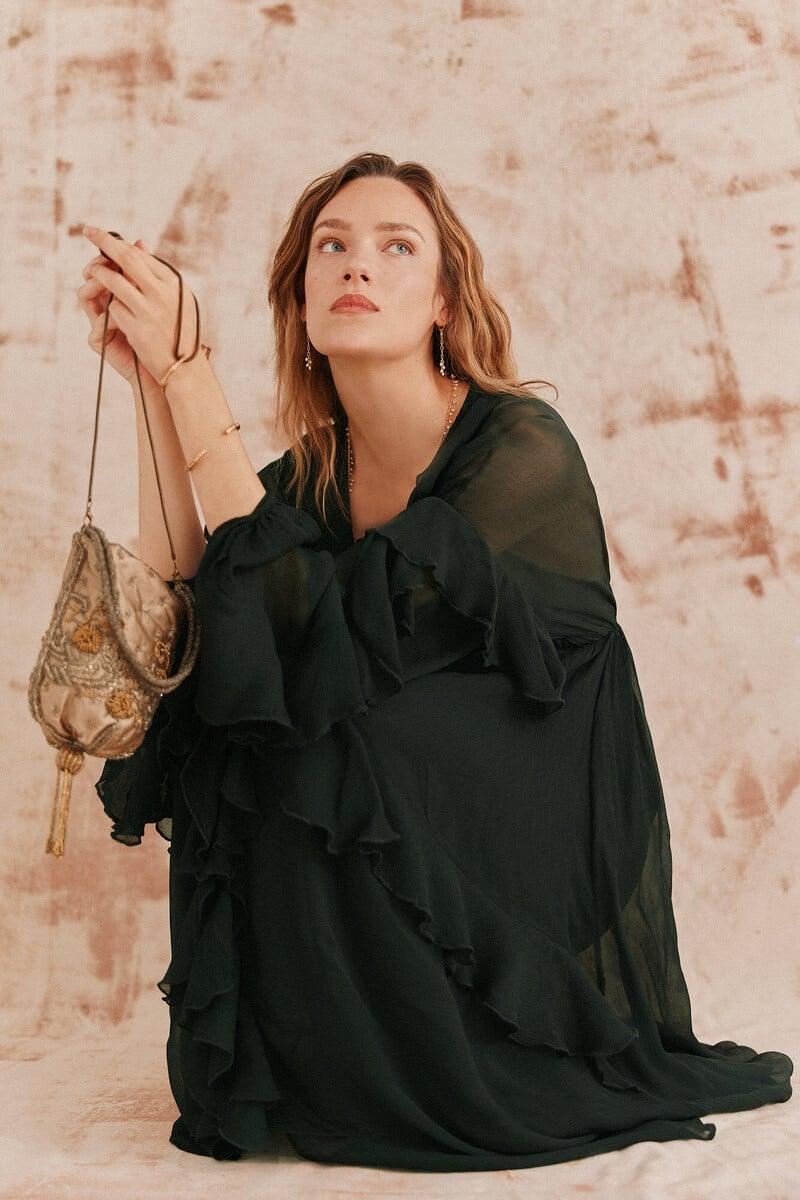 pedro del hierro Laura. Vestido volantes midi Venta caliente
