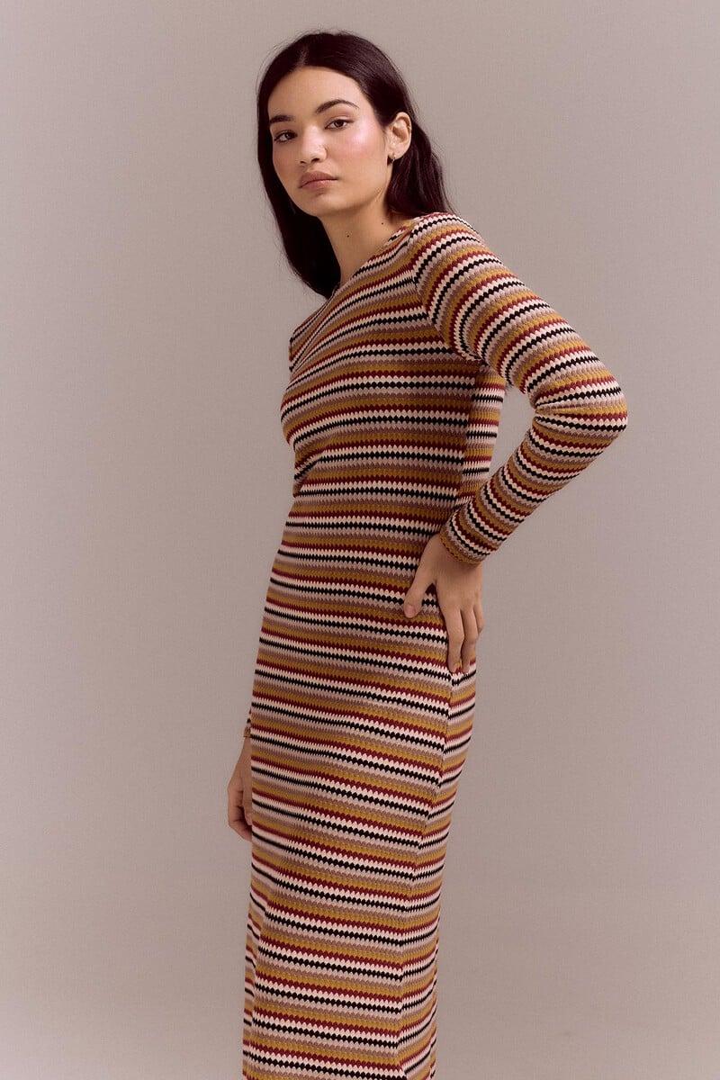pedro del hierro Vestido estructura rayas multicolor Gran oferta