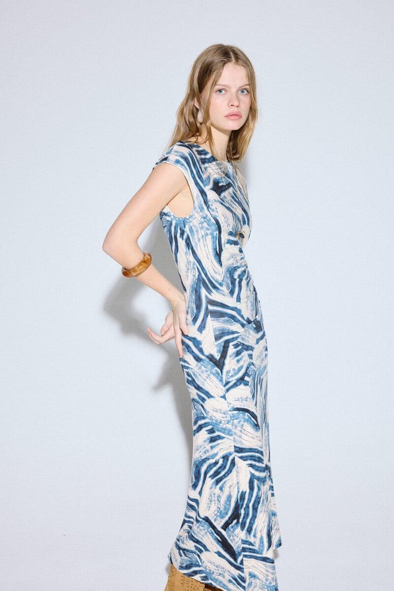 pedro del hierro Vestido estampado drapeado Liquidación