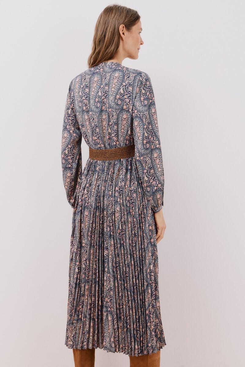 pedro del hierro Vestido estampado plisado Mejor oferta