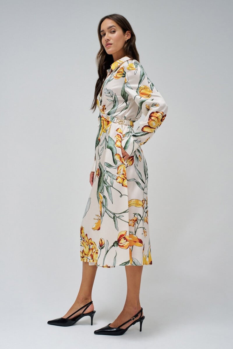 pedro del hierro Vestido flores midi Liquidación