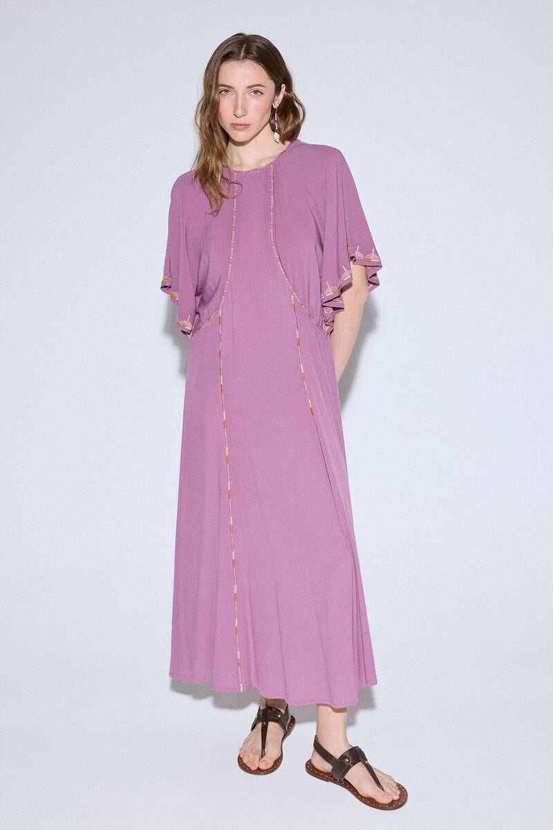 pedro del hierro Vestido manga capa bordado