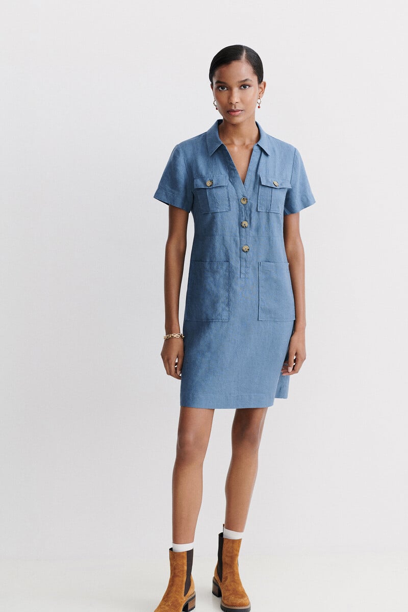 pedro del hierro Vestido laure 100 % lino Rebajas de fábrica