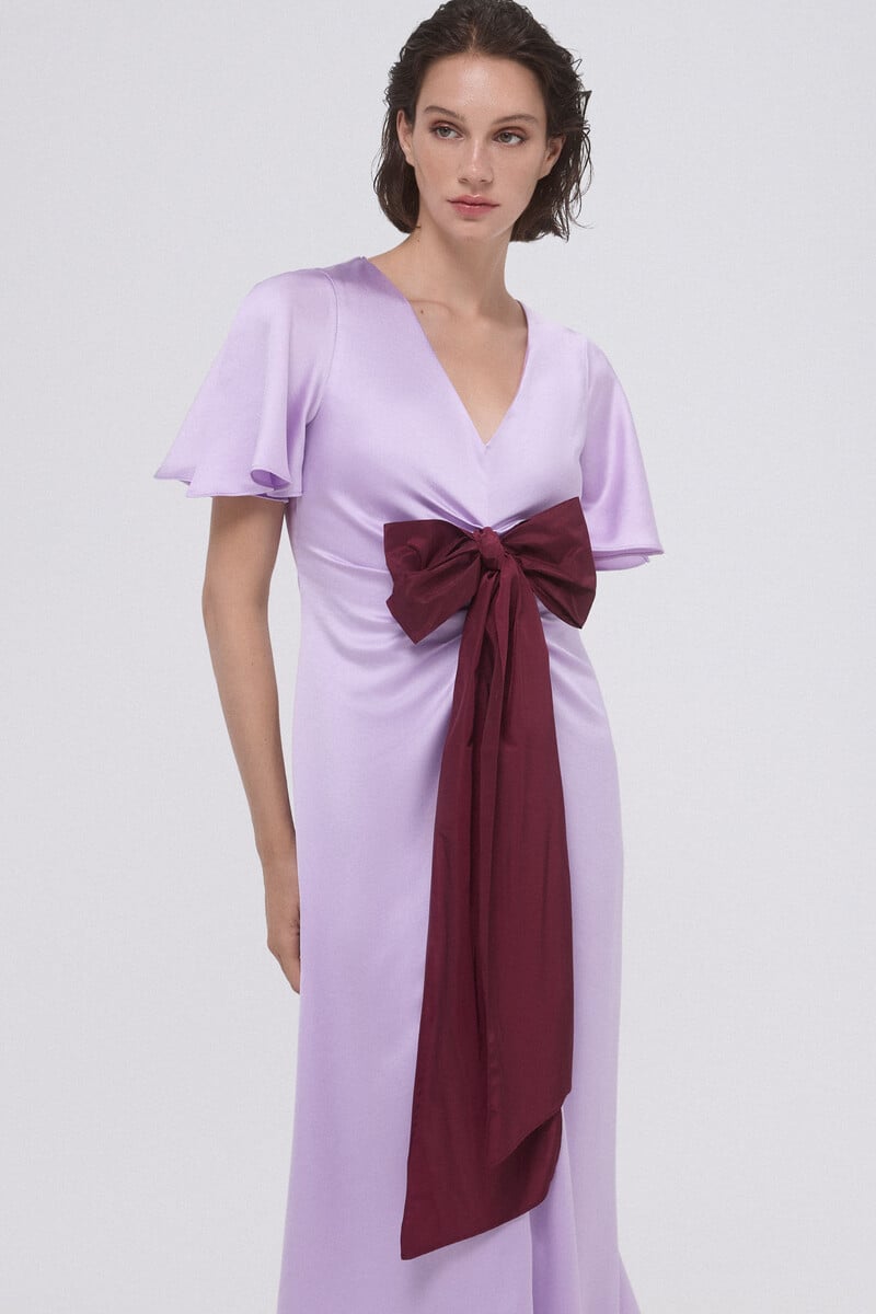 pedro del hierro Vestido frunces con lazo contraste Ventas relámpago