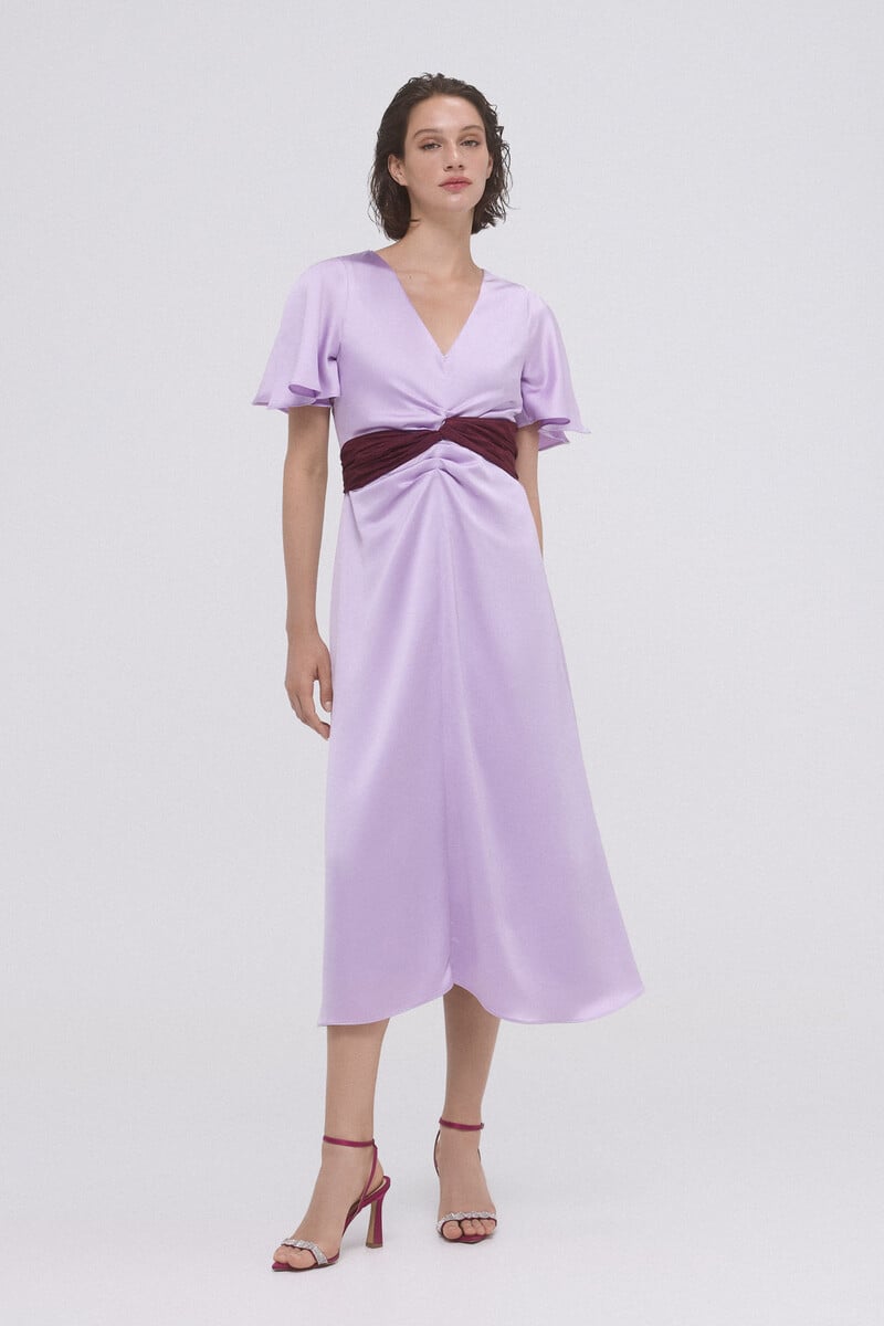 pedro del hierro Vestido frunces con lazo contraste Ventas relámpago