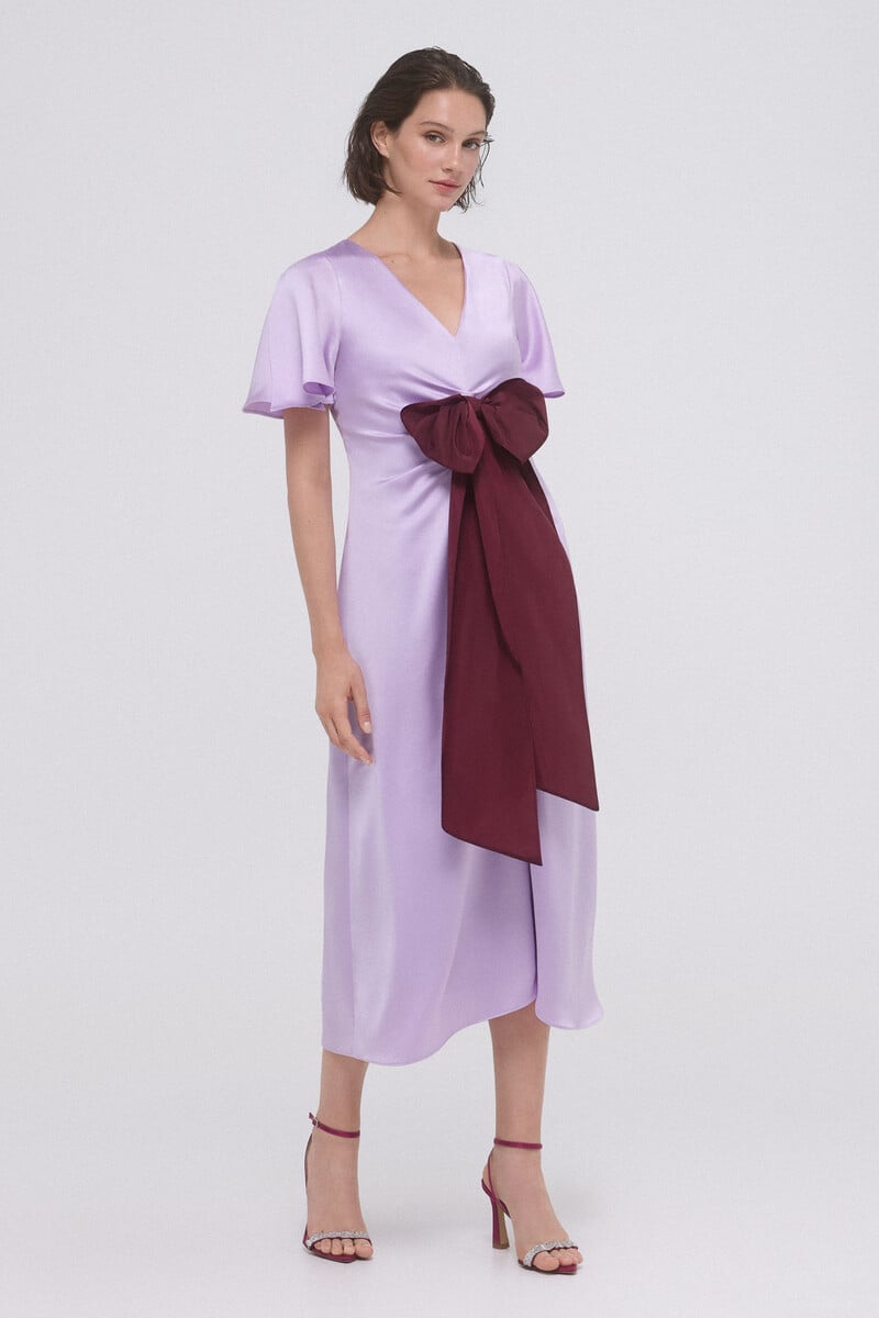 pedro del hierro Vestido frunces con lazo contraste Ventas relámpago