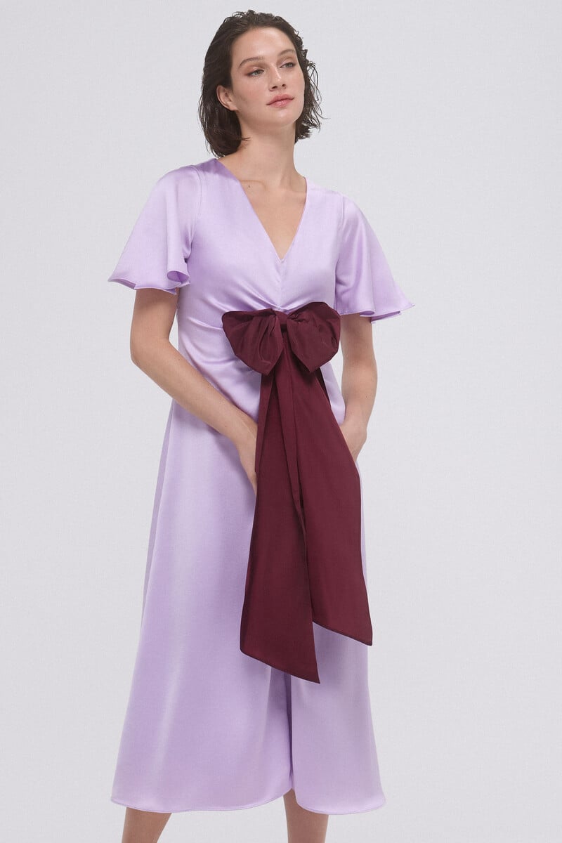 pedro del hierro Vestido frunces con lazo contraste Ventas relámpago