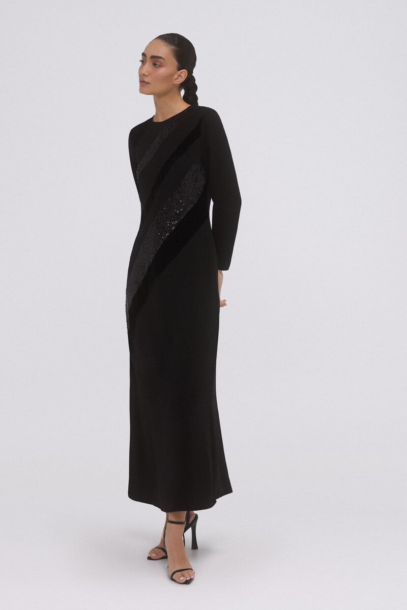 pedro del hierro Vestido negro midi Rebajas top