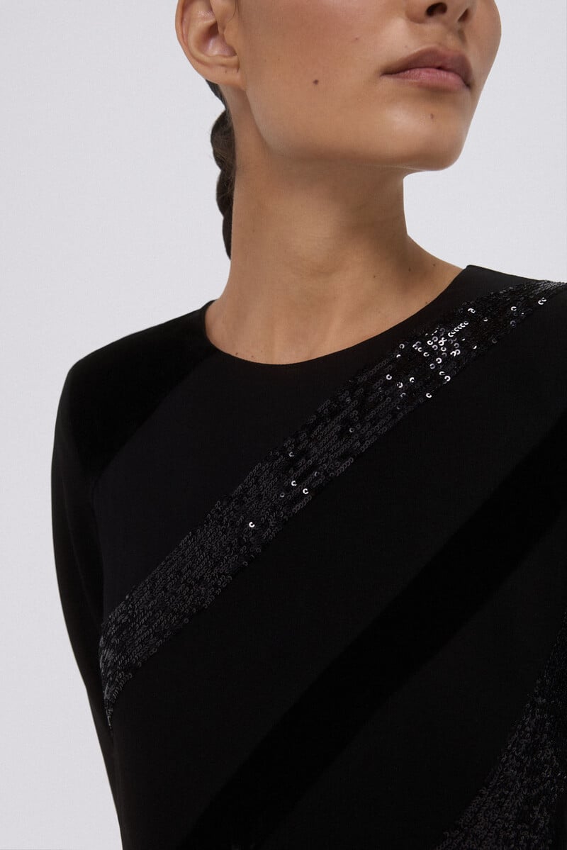 pedro del hierro Vestido negro midi Rebajas top