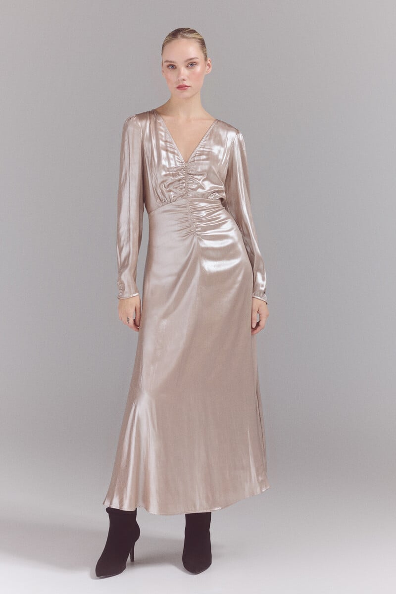 pedro del hierro Vestido tejido laminado plata COMPRAR AHORA