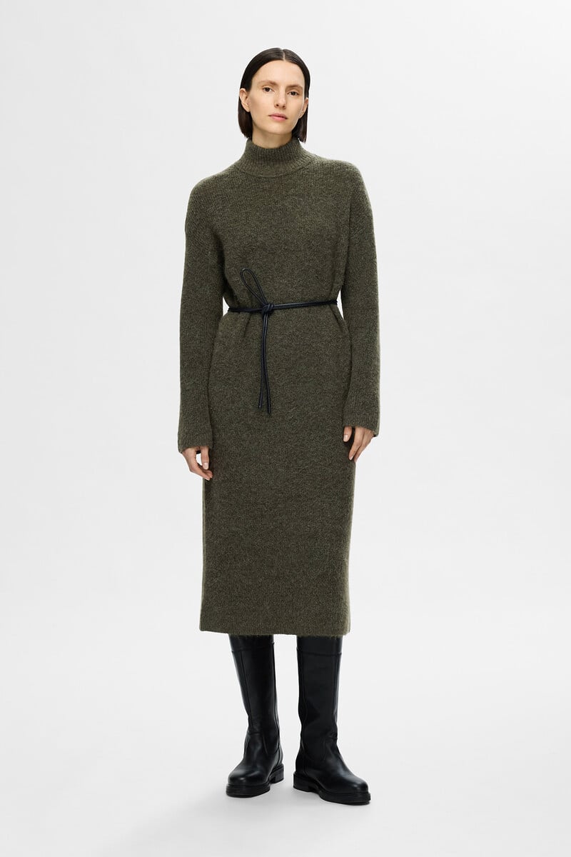 pedro del hierro Vestido Midi de cuello alto confeccionado con lana Merino Oferta especial de fábrica