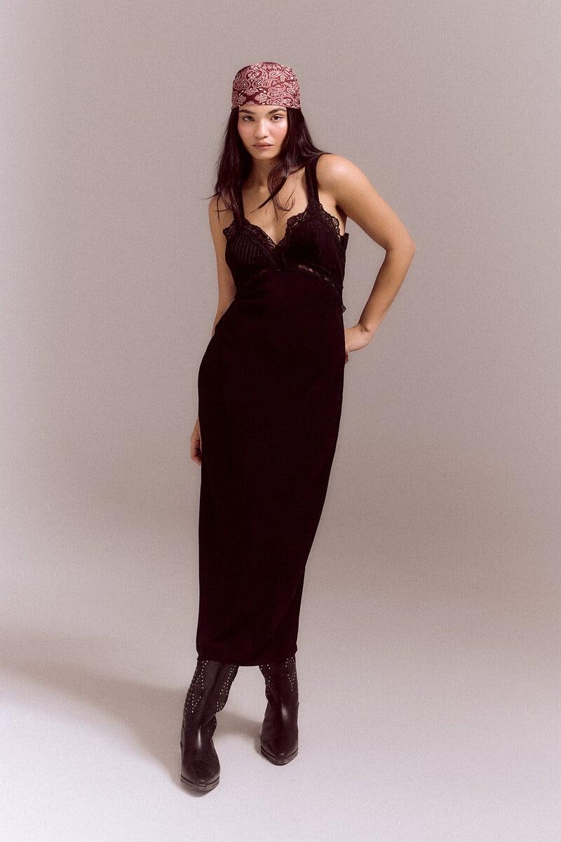 pedro del hierro Vestido lencero negro Grandes descuentos