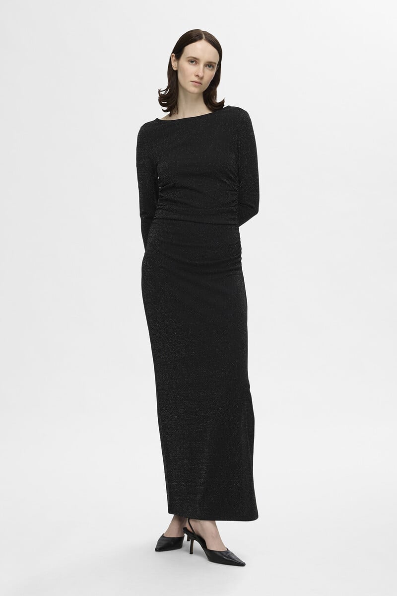 pedro del hierro Vestido largo con brillo y escote barco Envío internacional gratuito