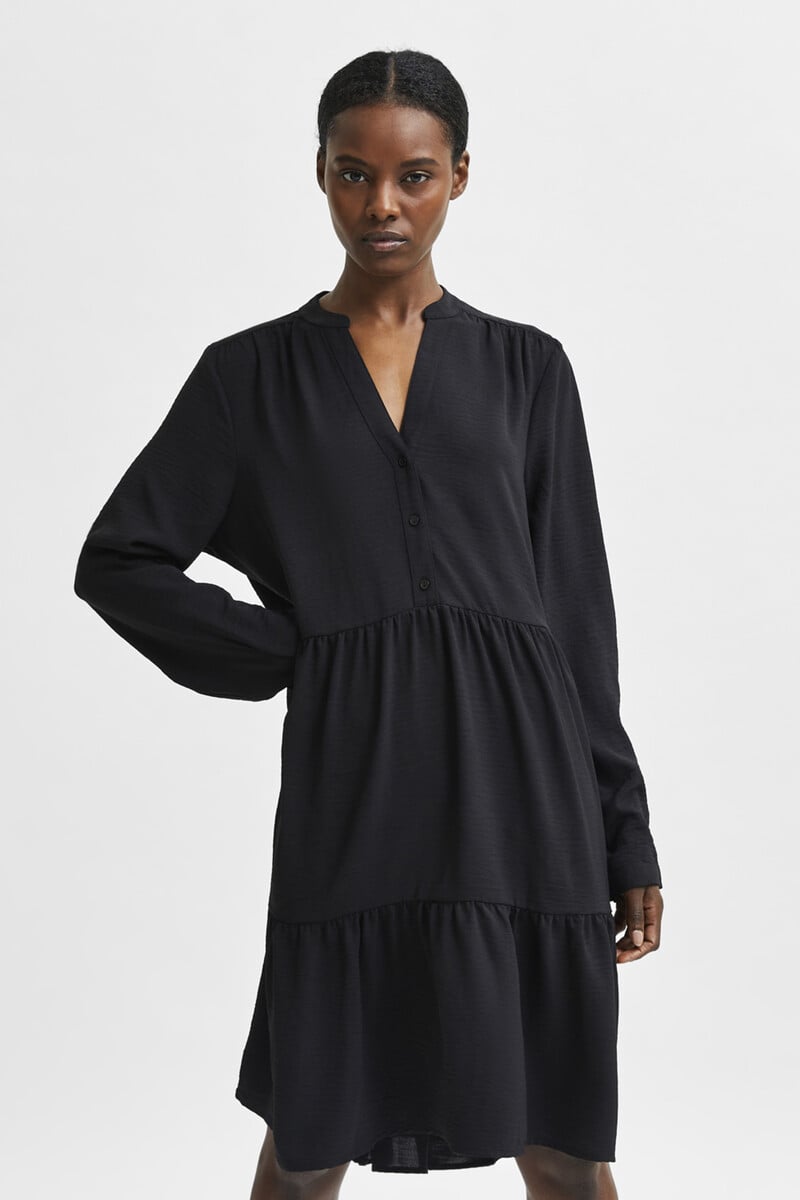 pedro del hierro Vestido camisero de manga larga con volantes