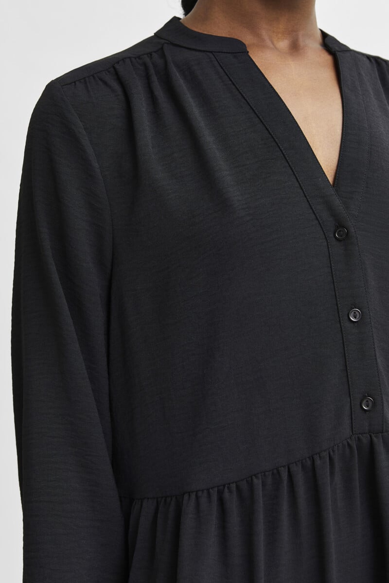 pedro del hierro Vestido camisero de manga larga con volantes Última moda