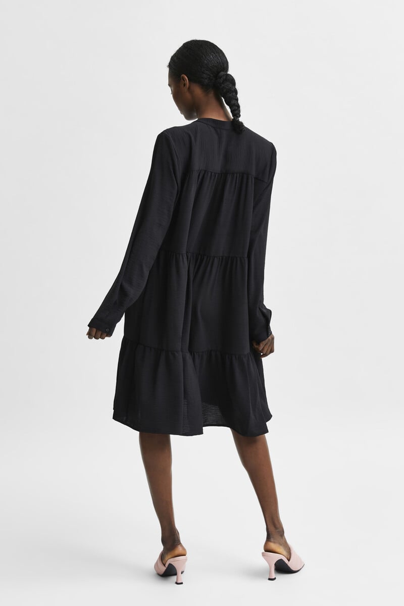 pedro del hierro Vestido camisero de manga larga con volantes Última moda