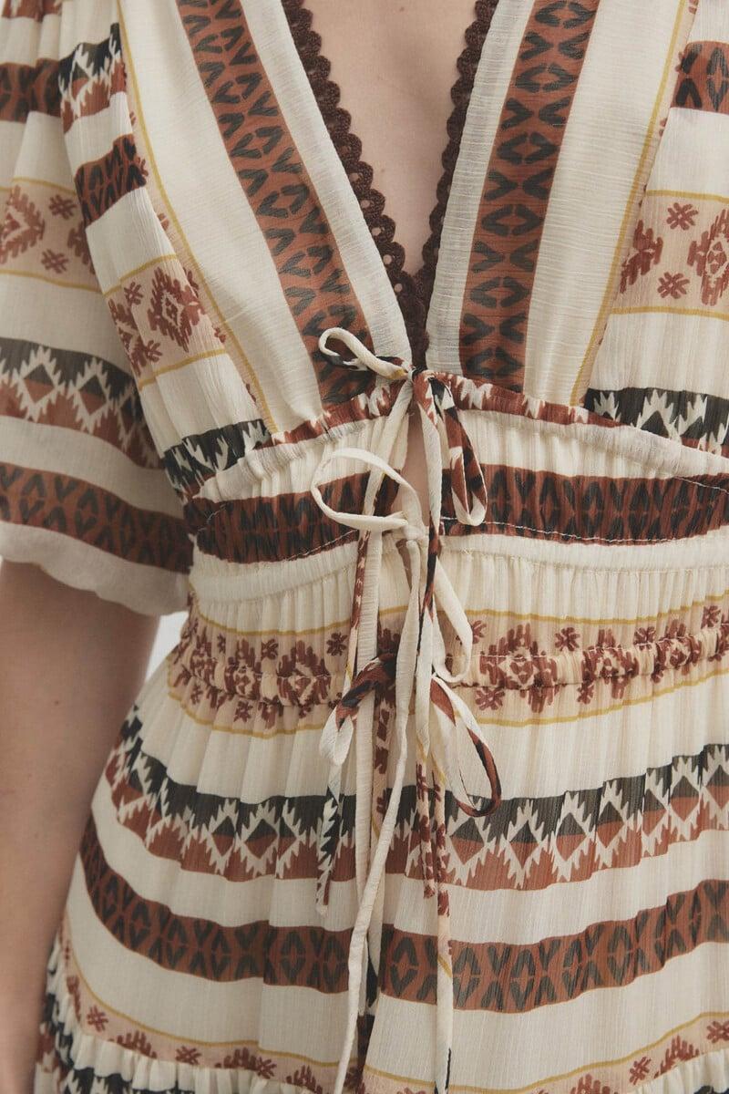pedro del hierro Vestido largo estampado etnico Ofertas de temporada