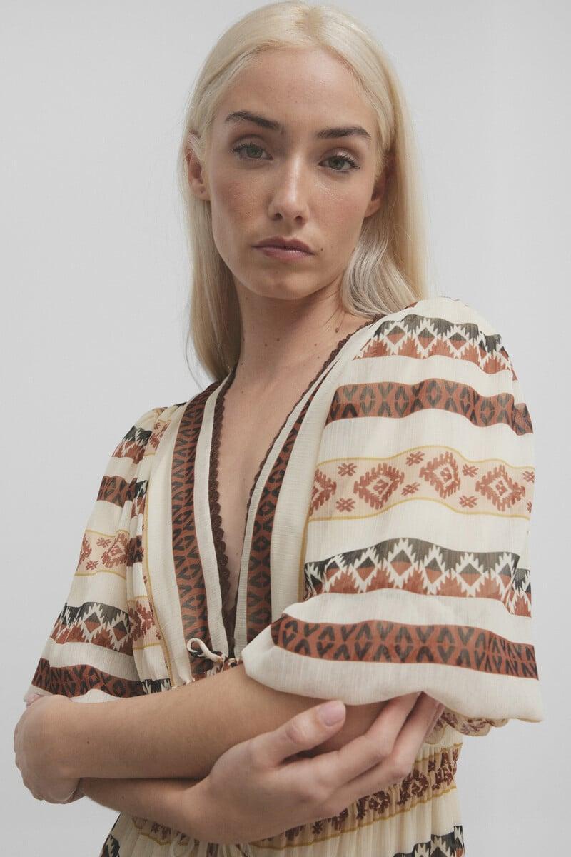 pedro del hierro Vestido largo estampado etnico Ofertas de temporada