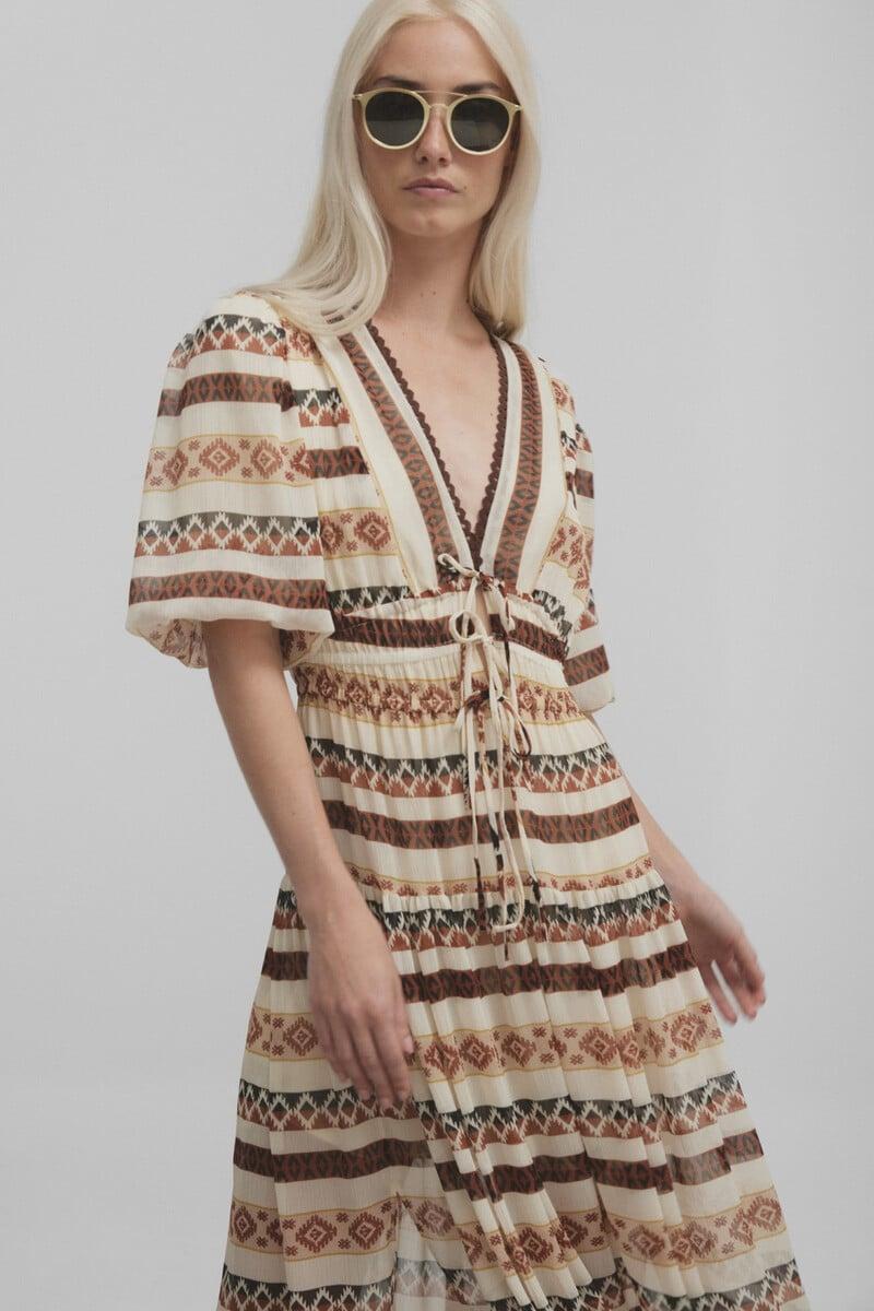 pedro del hierro Vestido largo estampado etnico Ofertas de temporada