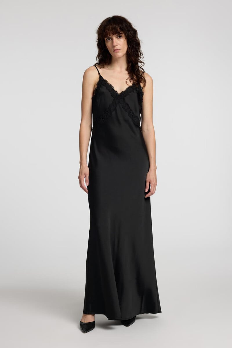 pedro del hierro Vestido lencero Midi confeccionado con materiales reciclados 2025