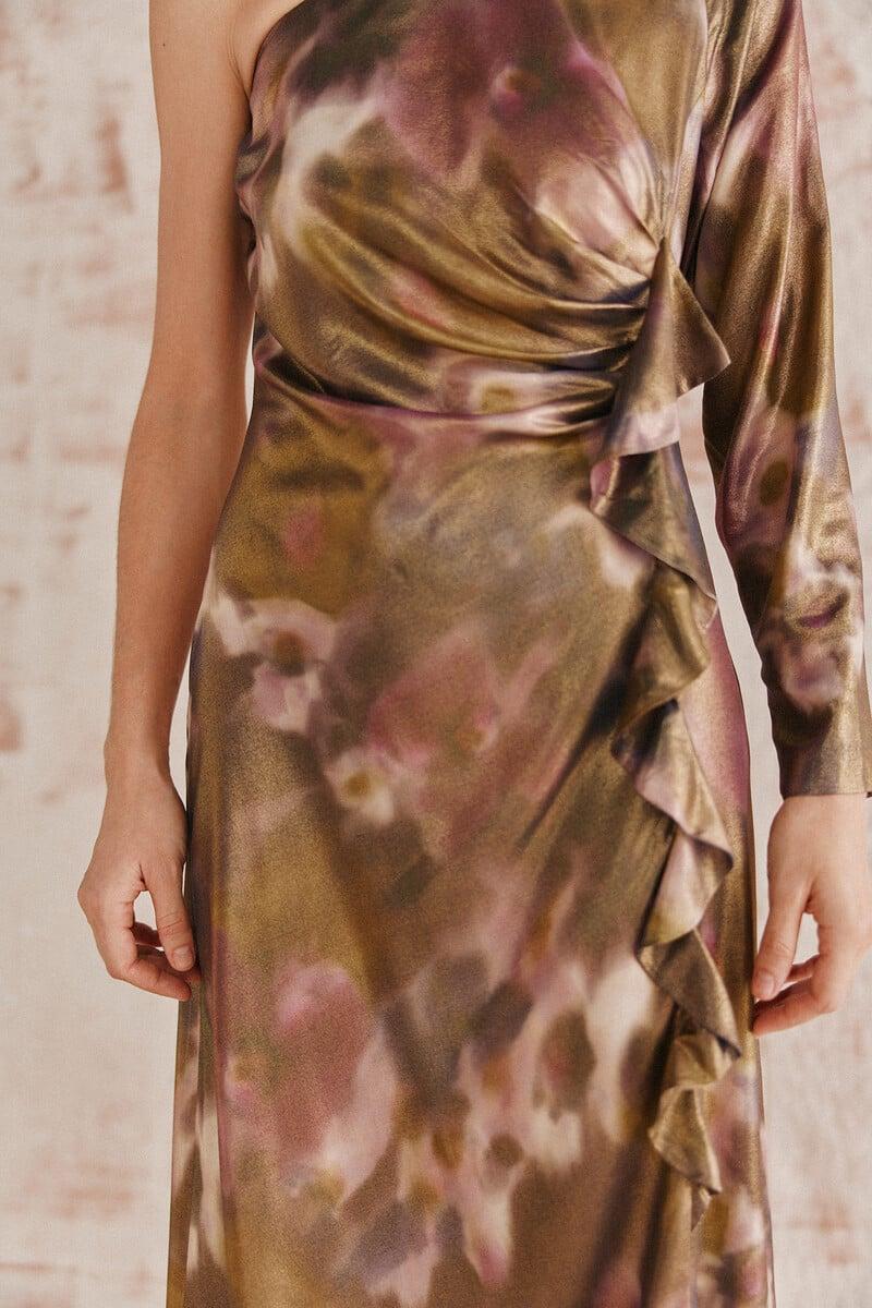 pedro del hierro Ricarda. Vestido asimétrico dorado Superdescuento