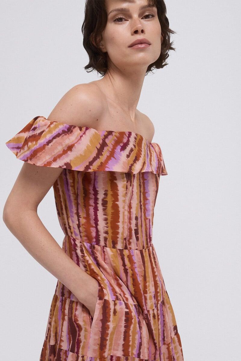 pedro del hierro Vestido estampado volante Descuentos del mes