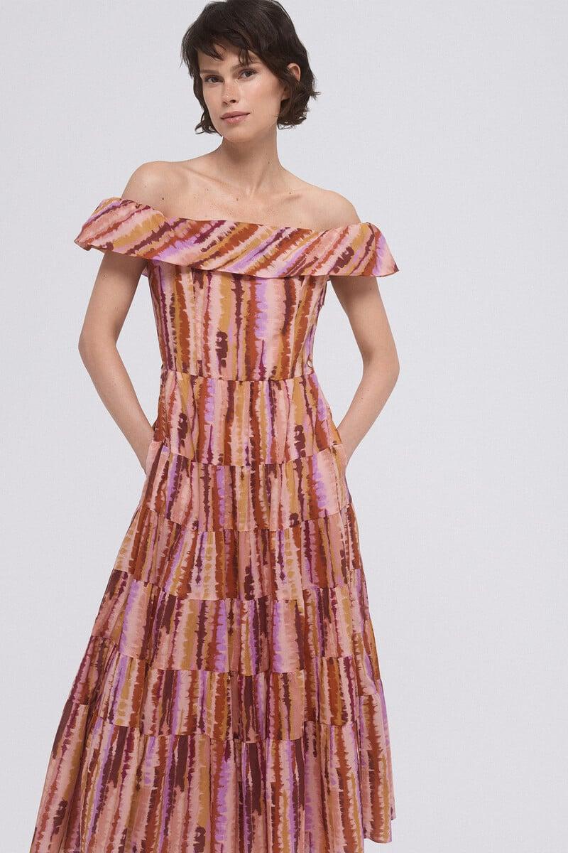 pedro del hierro Vestido estampado volante Descuentos del mes