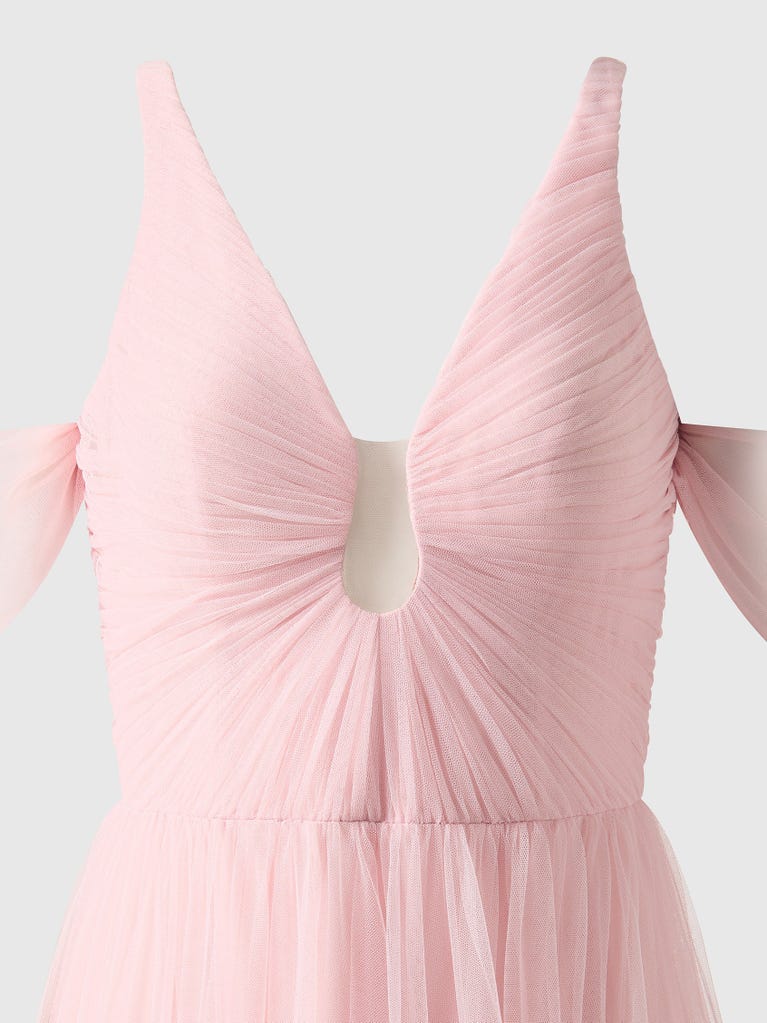 pronovias AMIENN | Vestido de dama de honor fit & flare con escote de pico | Vera Wang Bridesmaids Últimos 2 días