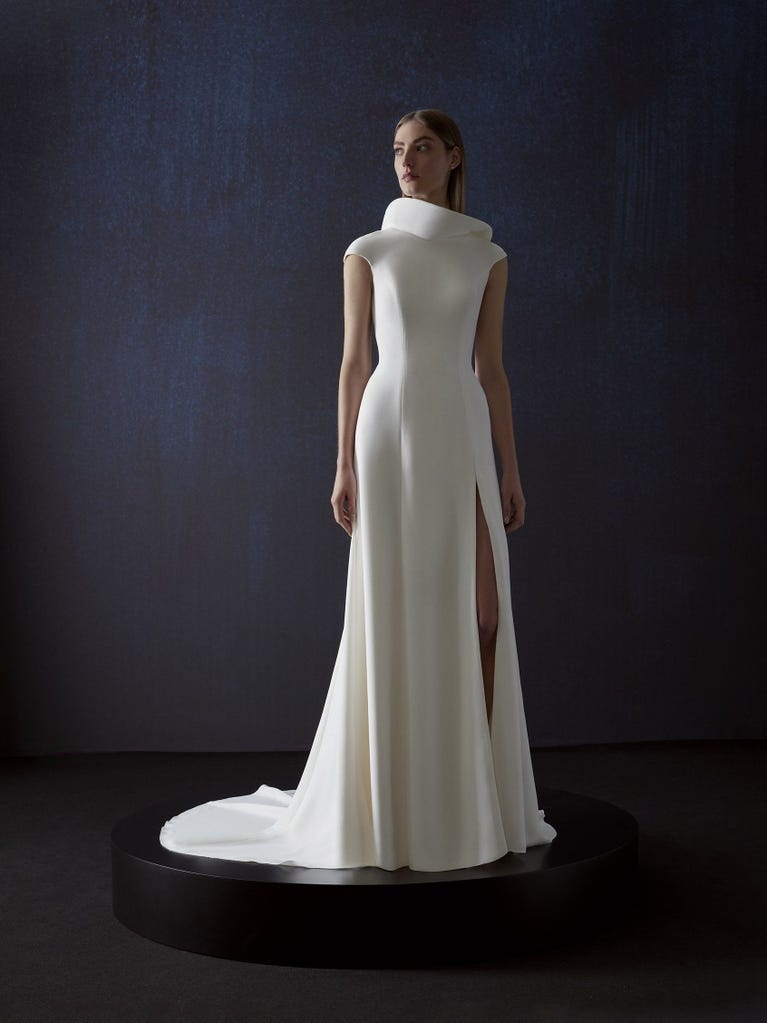 pronovias ENCANT | Vestido de novia corte en A con escote cisne | Atelier Pronovias Grandes ahorros