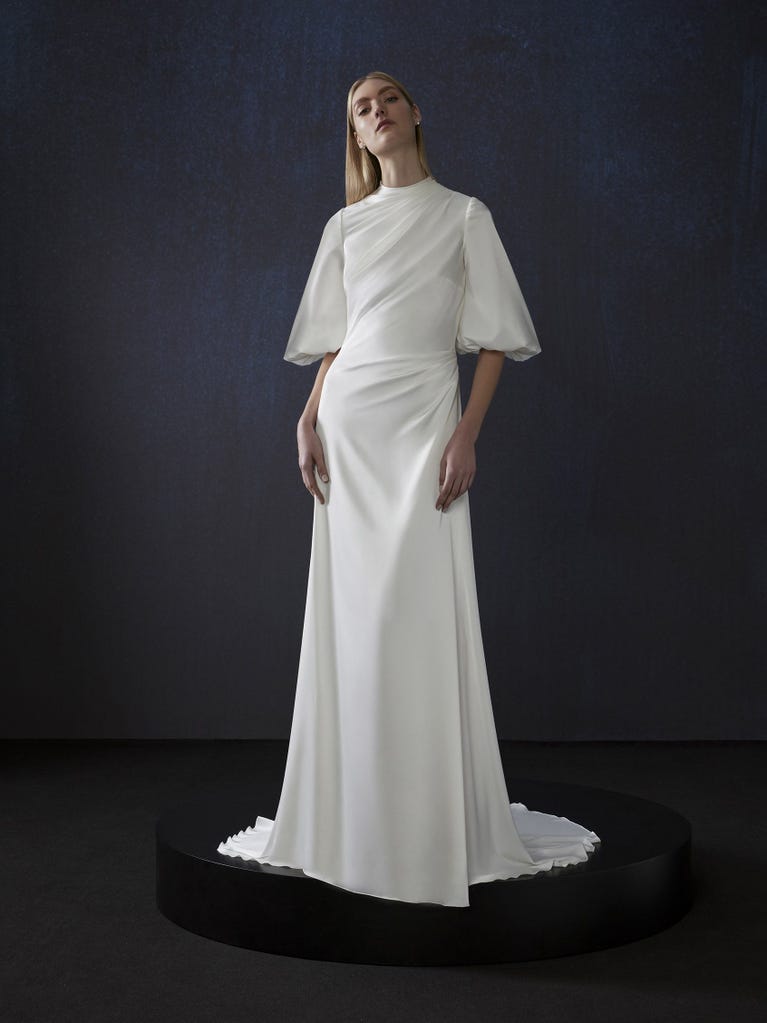 pronovias CONDES | Vestido de novia corte en A drapeado | Atelier Pronovias Ofertas